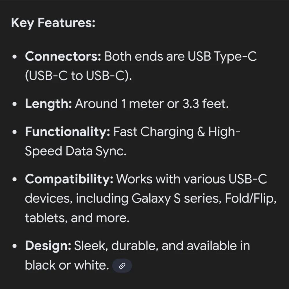 Original OEM Genuine Samsung Galaxy USB-C to USB-C 3ft Super Fast Charging